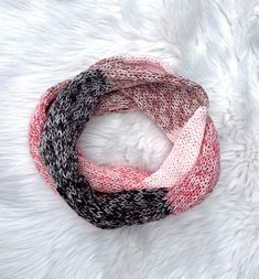 Women's Infinity Scarf - Knitted with soft acrylic yarn in shades of pinks and corals - Popular infinity style - Lightweight and soft - One size - Handmade item Care - Can be machine washed on delicate and dried on low, but I recommend hand washing and drying flat.  Knitted by me in my smoke free (pug friendly) home. One Size Knit Infinity Scarf, Pink Knitted Scarves For Winter, Pink Knitted Fall Scarf, Knit Infinity Scarf One Size, Soft Knit Infinity Scarf, Pink Knitted Winter Scarves, Pink Crochet Scarves, Knitted Acrylic Infinity Scarf One Size, Knitted Acrylic Infinity Scarf