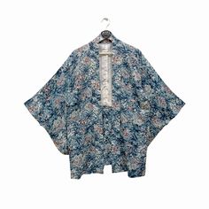 "Measurements are taken with the garment Manually. Condition: Pre-owned P-Pit to pit / chest L-Lenght S-Sleeve In inches\" Comment : (refer picture) Ask For More Details. Have a Good day! ATFL.Lab®" Cotton V-neck Kimono With Floral Print, Printed Cotton V-neck Kimono, Blue Long Sleeve Kimono With Floral Embroidery, Blue Cotton Kimono For Daywear, Spring Cotton Blouse With Kimono Sleeves, Blue Floral Embroidered Kimono For Spring, Printed Cotton Tops With Kimono Sleeves, Casual Cotton Kimono With Floral Embroidery, Cotton V-neck Printed Kimono