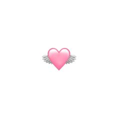 a pink heart with angel wings is shown in the middle of a white wallpaper