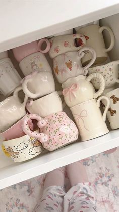 Tea Set Up, Tea Cups Aesthetic, Cups Aesthetic, Cute Refrigerator, Refrigerator Decor, Aesthetic Objects, Cute Furniture, Deco Studio