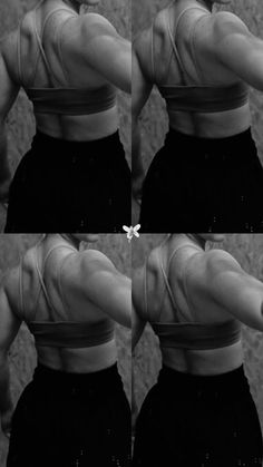 the back view of a woman's torso showing her muscles and upper halfs