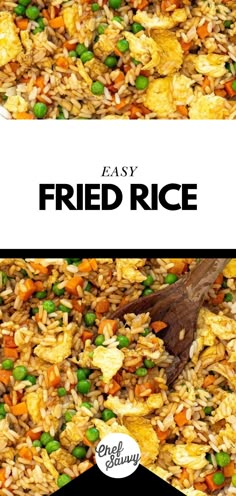 an image of fried rice with peas and carrots