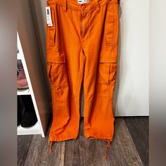 From Aritzia Orange New Supply Cargo Pants Size 4 Reg Length Never Worn With Tags Burnt Organge Pants, Relaxed Fit Orange Pants With Pockets, Orange Relaxed Fit Pants With Pockets, Baggy Orange Trousers, Orange Wide Leg Pants With Pockets For Fall, Orange Wide Leg Bottoms With Pockets, Orange Baggy Bottoms For Spring, Casual Orange Cotton Wide Leg Pants, Orange Full-length Cotton Bottoms