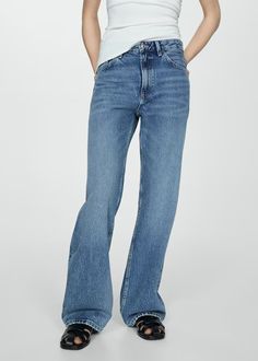 Mid-rise straight jeans - Women | MANGO USA Denim Style, Denim Fashion, Straight Jeans, Festival Season, Mid Rise, Mango, Cotton Fabric, Women Jeans, United Kingdom