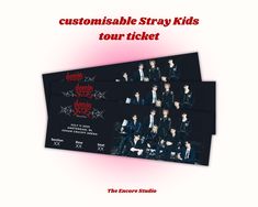 Celebrate your love for Stray Kids with this Customisable Stray Kids Concert Ticket, a unique keepsake for any STAY! Whether you're getting ready for their next concert or just want to keep your favourite memories alive, this digital ticket allows you to personalise details like the concert date, venue, and the section you were in. This listing is for a **digital download only meaning no physical item will be shipped. Once purchased, you'll receive a file to customize and print at home, making it a perfect DIY project or gift for yourself or friends. The flexibility to print on any type of paper or in any size means you can get creative with how you display your ticket! ✨ Personalise with your date, venue, and section of the concert ✨ Digital download--print at home at your convenience ✨ M Stray Kids Concert, Concert Date, Concert Ticket, Ticket Design, The Concert, Concert Tickets, K Pop, Stray Kids, Digital Download