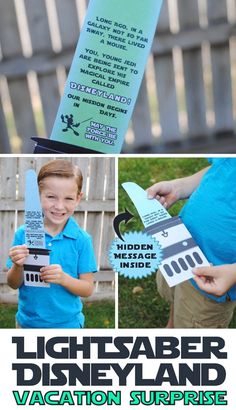 the light saber dispalyd vacation surprise is an easy and fun idea for kids