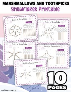 the marshmallows and toothpicks snowflakes printable worksheet