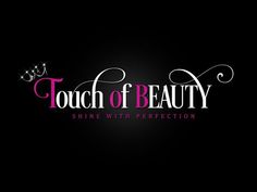 the logo for touch of beauty shine with perfection, which is featured in pink and black