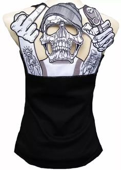 Tattoo badass skull tank top shirt from * d'punk punk baby * This  Exclusive  eye-catcher will turn a man's world upside down, because the back of the Black top has it all. Badass skull. The tank top is Slightly tailored cut and fit, thanks to its slight stretch to the body. The tank top not only Inspires tattoo friends. color: black material: tank top 100% cotton / back motiv 100% polyester care: 30 Biker Clothes, Punk Rock Baby, Affliction Clothing, Punk Baby, Skull Tank Top, Elvira Mistress Of The Dark, Gothic Tops, Attitude Clothing, Skull Tank