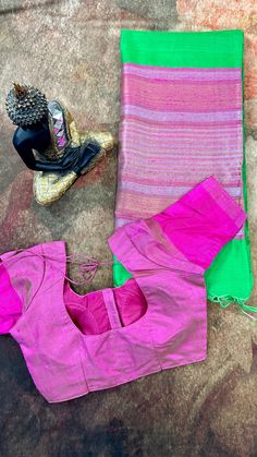 Green and Pink combo pure raw silk saree with stitched blouse Kids Wear Boys, Raw Silk Saree, Traditional Sarees, Green And Pink, Green Blouse, Signature Collection, Raw Silk, Silk Blouse, Kids Wear