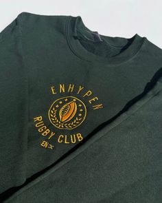 Embroidered Sweatshirt: ENHYPEN Rugby Club - Etsy Green College Sweatshirt With Embroidered Logo, Green Long Sleeve T-shirt With Embroidered Logo, Green Sweatshirt Outfit, December 2nd, Rugby Club, Golden Thread, Clubbing Outfits, Green Crewneck, Club Sweatshirts