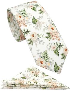 Green Floral Tie Wedding, White Floral Print Suit And Tie Accessories For Summer, White Floral Print Suit And Tie Accessories For Spring, White Floral Suit And Tie Accessories For Spring, Formal Adjustable Floral Print Suit Accessories, Floral Tie Groomsmen, Flower Pocket Square, Floral Tie Wedding, Navy Clothing