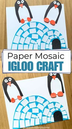 penguin paper mosaic craft for kids to make