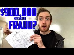 a man holding up a piece of paper with the words $ 900, 000 make or fraud?