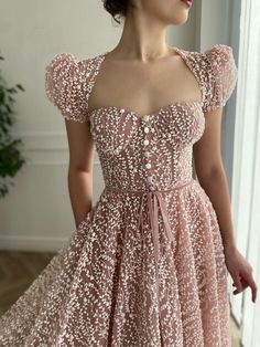 Pink Ivy Dress - Teuta Matoshi Prom Dress Short Lace, Frock Pattern, Lace Prom Gown, Teuta Matoshi, Lace Ball Gowns, Corset Dress Prom, Prom Dresses Lace, Handmade Dresses, Ball Gowns Wedding