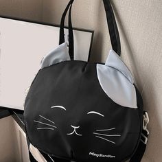 Brand New Cartoon Cat Bag Casual Cat Design Backpack, Trendy Cat Design Shoulder Bag For Travel, Casual Cat Design Backpack Bag, Cute Black Satchel Bag, Trendy Travel Shoulder Bag With Cat Design, Black Travel Bag With Cat Print, Cute Black Shoulder Bag With Cat Design, Black Cat Design Shoulder Bag For School, Trendy Cat Print Shoulder Bag For Everyday Use