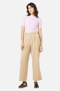 tan Tailored Work Pants With Pockets, Tapered Leg, Tailored Straight-leg Dress Pants With Welt Pockets, Tapered Ankle-length Pants With Welt Pockets, Beige High-waisted Dress Pants With Welt Pockets, Khaki Full-length Pants With Welt Pockets, Princess Highway, Front Tuck, Tailored Pants, Black And Tan