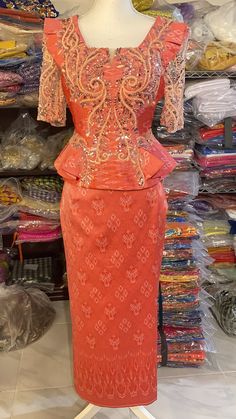 Condition new Cambodian traditional outfit  Size M Top bust 36 inches waist 30 inches  Skirt waist 30 inches  Will ship the same on picture  If you have any questions please contact us we will reply back as soon as we can. Thank you! Elegant Fitted Short Sleeve Traditional Wear, Fitted Long Skirt Set For Festivals, Elegant Skirt Set For Festivals, Fitted Sets With Traditional Patterns For Party, Fitted Traditional Set With Short Sleeves, Traditional Brocade Evening Sets, Elegant Fitted Skirt Set With Traditional Drape, Elegant Fitted Skirt Set For Festivals, Fitted Party Sets With Traditional Patterns