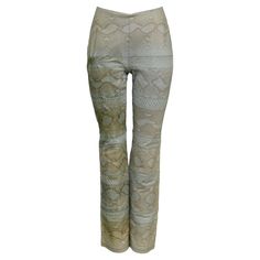 Resurrection Vintage is excited to offer a pair of vintage Versace Couture light blue python leather pants featuring a high-waist, slim fit, skinny legs, paneling, blue stitching, light blue lining, and center back zipper. Versace Size 38 100% Python Light Blue Lining 100% Rayon 1999 Collection Excellent Vintage Condition Authenticity Guaranteed Pants Runway, Leather Runway, Blue Python, Versace Vintage, Versace Couture, Vintage Versace, Jean Vintage, Versatile Wardrobe, Bleu Turquoise