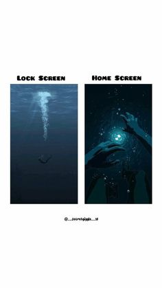 two posters showing the same scene as they appear to be underwater