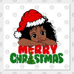 This Merry Christmas Afro Wearing Santa Design is Perfect for women, toddlers, kids, girls and teens, black women to wear on christmas party or holiday event. -- Choose from our vast selection of art prints and posters to match with your desired size to make the perfect print or poster. Pick your favorite: Movies, TV Shows, Art, and so much more! Available in mini, small, medium, large, and extra-large depending on the design. For men, women, and children. Perfect for decoration. Black Women Merry Christmas, Kids Christmas Shirt Ideas, Kids Santa Hat, Natural Hair Afro, Merry Christmas Black, Magic Santa, African Christmas, Xmas Sticker, Christmas Pj