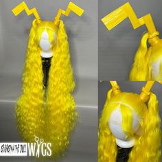 ⚡️HIGH VOLTAGE⚡️ *This item is styled using a 13x3 lace front wig with a large 23" stretch cap, a smaller or bigger cap size can be used upon request  *Will ship with a styrofoam wig head & package will be insured  *Turnaround/production timeframe is 2-3 months due to high demand *Custom color/style inquires must be approved prior to ordering, please email georginathedollwigs@gmail.com or message me privately on social media  🚨ALL SALES ARE FINAL🚨 No refunds, returns or exchanges due to resale/sanitary reasons, please read over my shop policies for more info  ✨PAYMENT PLAN AVAILABLE✨ Shop Pay Installments available for qualifying customers Yellow Wig, Weird Haircuts, Drag Ideas, Drag Wigs, Wig Head, Wig Styling, Custom Wigs, High Voltage, Wig Styles