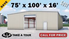 an image of a garage for sale with the words, $ 100 x 200 '