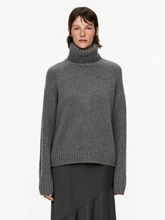 Penny Martin and ARKET Cashmere-Wool Jumper - Dark Grey - ARKET WW The Gentlewoman, Half Cardigan, Blazer And T Shirt, Chunky Jumper, Land Management, Tshirt Skirt, Knitwear Tops, Animal Welfare, Cashmere Wool