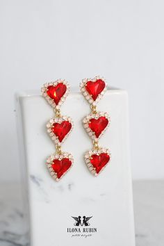 Red Chandelier Earrings, Red Pink Long Earrings, Bridal Red Drop Earrings, Heart Crystal Drop Earrings, Pink Red Heart Earrings - Etsy Red Drop Earrings For Valentine's Day, Red Double Heart Earrings For Party, Red Dangle Heart Earrings For Party, Red Heart Earrings For Wedding, Red Heart Charm Earrings For Party, Elegant Red Earrings With Heart Charm, Elegant Red Heart Beads Earrings, Red Dangle Heart Earrings, Red Dangle Earrings With Heart Beads