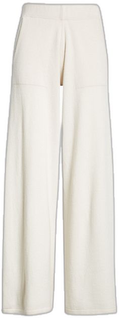 Cozy Cashmere Bottoms For Winter, Cozy Cashmere Bottoms For Fall, Casual Straight Leg Cashmere Pants, Relaxed Fit Cashmere Pants For Loungewear, Casual Cashmere Long Pants, Winter Cashmere Bottoms, Chic Winter Cashmere Bottoms, Chic Cashmere Winter Bottoms, Wool Wide Leg Pants For Loungewear