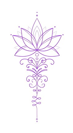 a drawing of a purple flower on a white background