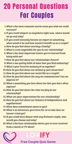 Discover the magic of deeper connections with these Personal Questions for Couples! Whether you're newly in love or have been together for years, these questions will spark meaningful conversations and bring you closer. Perfect for romantic evenings or lazy Sundays together. 💕 #CoupleGoals #LoveQuestions #DeepConversations #DateNightIdeas #RelationshipGoals #CouplesQuiz #PersonalQuestions #LoveLife #RomanticMoments Daily Couple Questions, Couple Deep Talk Questions, Couples Therapy Questions, Deep Questions For Couples, Compatability Questions For Couples, Marriage Repair, Premarital Questions For Couples, Get To Know Your Partner, Couple Quiz