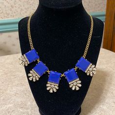 Antique Gold Finish Royal Blue And Crystal Art Deco Design On A 17”Chain With Logo Charm And Lobster Claw Clasp 3” Extender Chain Shines Bright In Excellent Condition Retails For $128 Crystal Art, Art Deco Design, Blue Crystals, Antique Gold, Art Deco Fashion, Royal Blue, Womens Jewelry Necklace, Art Deco, Jewelry Necklaces