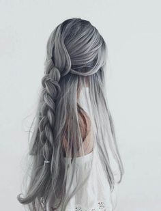 Long Grey Hair, Silver Hair Color, Hair Color Pastel, Pastel Hair, Hair Colours, Colored Hair, Cool Hair Color, Grunge Hair, Dream Hair