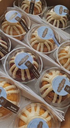 many different types of pastries in plastic containers