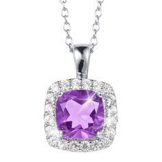 Daniel Steiger Gemfire Sparkle Amethyst Pendant Fine Jewelry With Cushion Cut Amethyst, Fine Jewelry Cushion Cut Amethyst, Cushion Cut Amethyst Jewelry Gift, Cushion Cut Amethyst Fine Jewelry, Classic Cushion Cut Amethyst Jewelry, Sterling Silver Jewelry With Cushion Cut Gemstone Accents, Silver Cushion Cut Gemstone Jewelry, White Gold Cushion Cut Jewelry With Gemstone Accents, Purple Cushion Cut Jewelry Gift