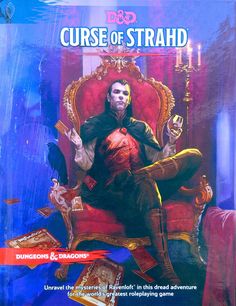 the book cover for curse of stradd, featuring a man sitting on a throne