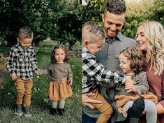 a man and woman holding two small children in their arms