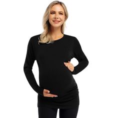 T-shirts dresses£¬A-line dresses£¬Sun dresses Maternity Shirt Side button and Ruched Maternity Tunic Tops Maternity T-Shirts Nursing Sweater, Tops Fall Outfits, Tunic Tops For Leggings, Maternity Shirts, Maternity Cardigan, Long Sleeve Peplum Top, Dresses Maternity, Maternity Brands, Maternity Tunic