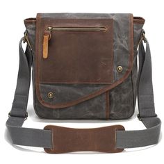 Woosir Waxed Canvas Crossbody Messenger Bag Leather Shoulder Bag With Anti-theft Pocket For Outdoor, Gray Shoulder Bag With Anti-theft Pocket For Outdoor Activities, Functional Waxed Finish Shoulder Bag For Outdoor Activities, Functional Shoulder Bag For Outdoor Activities With Waxed Finish, Gray Chest Bag With Adjustable Strap For Outdoor, Outdoor Leather Shoulder Bag With Anti-theft Pocket, Gray Outdoor Shoulder Chest Bag, Durable Leather Bags For Everyday Use, Functional Waxed Canvas Crossbody Shoulder Bag