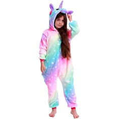 Pink Rainbow TianMa / 10T(Height 125-135CM Animal Cartoon Blanket Onesie Unicorn, Animal Onesie, Animal Pajamas, Cute Buns, Diy Kostüm, Cozy Pajamas, Animal Cartoon, Blue Rainbow, Pink Rainbow