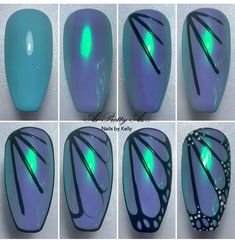 Nail Drawing Tutorial, Nail Art Painting Design, Nail Doodles Art Designs, Cute Easy Nail Designs For Beginners, Valorant Nails, Butterfly Nail Art Tutorial, Nail Designs Step By Step, Paint A Butterfly, Tape Nail Art