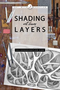 the cover of shading and easy layers by julia annn steter, with pencils on paper