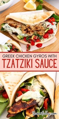 greek chicken gyros with tzatzziki sauce