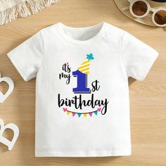 Baby Boy 1 First Birthday T-Shirt, Size 1yr Old First Birthday Shirt Boy, Dinosaur Graphic Tee, 4de Verjaardag, First Birthday Shirt, Kids Birthday Shirts, Happy 1st Birthday, 1st Birthday Shirts, Black Children, Birthday Tee