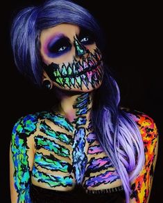 Cool Skeleton Makeup, Skeleton Makeup Ideas, Makijaż Sugar Skull, Mean Girls Halloween, Cool Skeleton, Skeleton Makeup, Cool Halloween Makeup, Special Fx Makeup, Halloween Makeup Scary