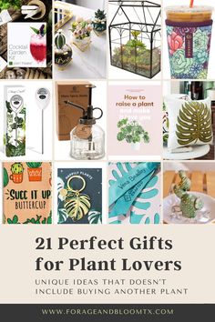 the cover of 21 perfect gifts for plant lovers