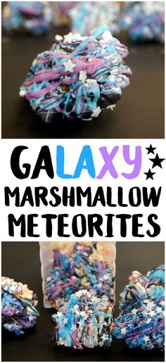 galaxy marshmallows with text overlay