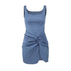 Stay stylish and chic with our Flower Denim Mini Dress! This fashionable strapless and backless dress features ruched details that create a flattering silhouette. Sleeveless and skinny design adds a touch of sexiness. Perfect for any occasion, this dress is a must-have for any fashion-forward woman. Denim Mini Dress, Denim Mini, Blue Dresses, Must Haves, Backless Dress, Fashion Forward, Mini Dress, Blue, Design