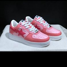 High Quality Bapesta Pink Patent Leather Unisex Sneaker Shoes